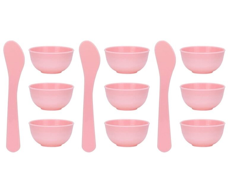 lasenersm 9 Pieces Mini Plastic Facial Mask Mixing Bowl with Stirring Spatula Facemask Bowl Mud Mask Mixing Bowl DIY Skin Care Mixing Tool Kit for Lady Women Home Beauty Salon Use, Pink