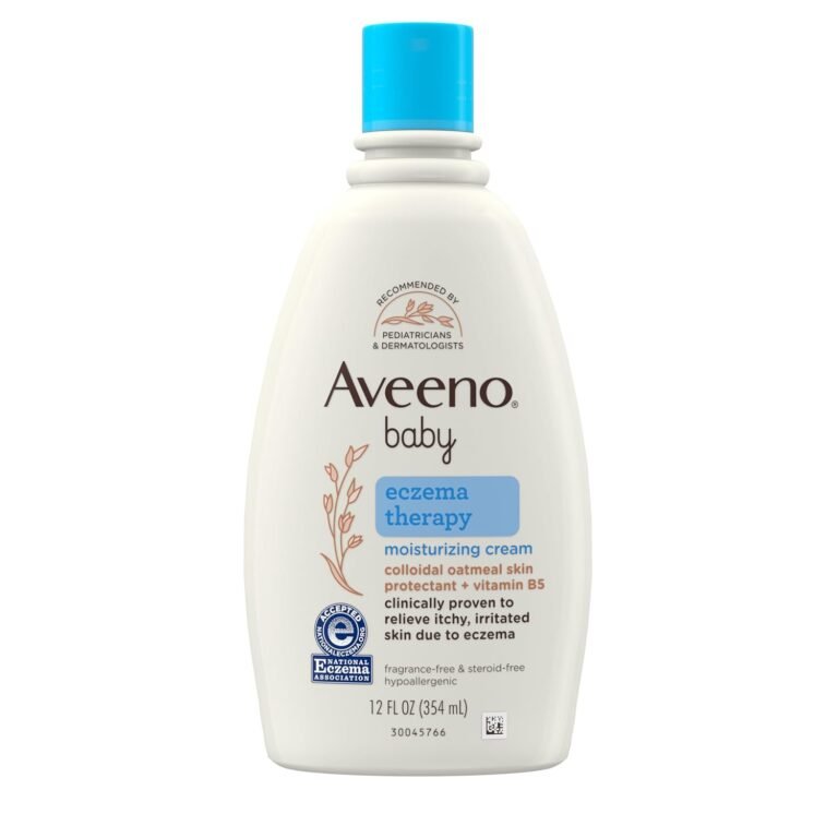 Aveeno Baby Eczema Therapy Moisturizing Cream, Natural Colloidal Oatmeal & Vitamin B5, Moisturizes & Relieves Dry, Itchy, Irritated Skin Due to Eczema, Paraben- & Steroid-Free, 12 fl. oz