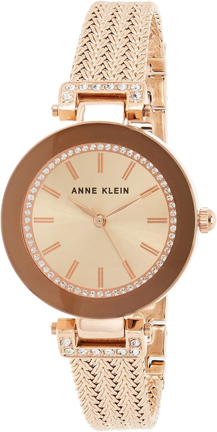 Anne Klein Women's Premium Crystal Accented Mesh Bracelet Watch