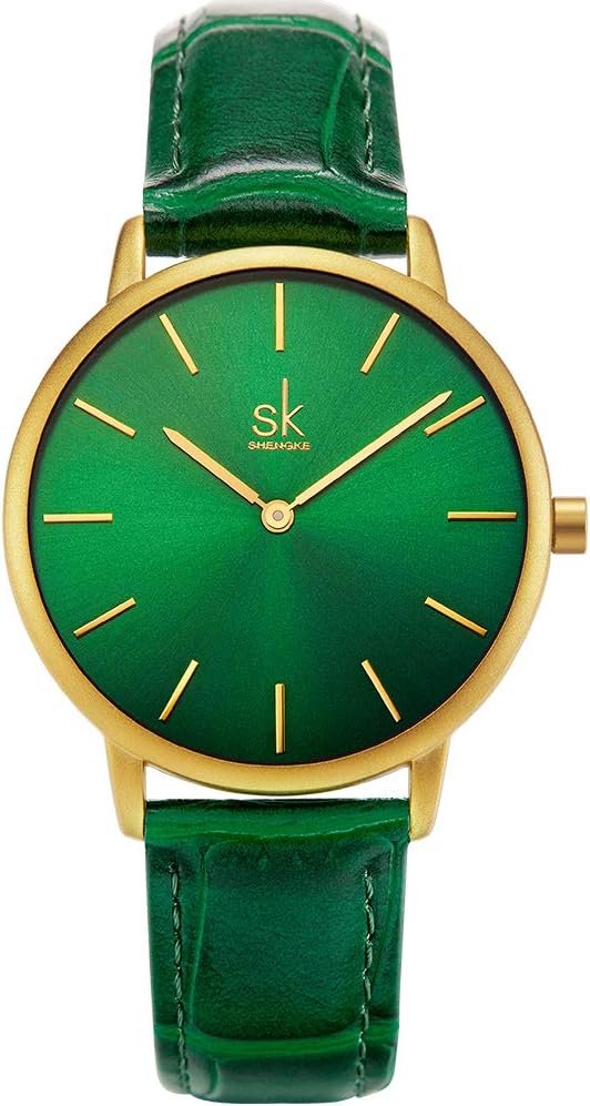 Creative Simplicity Women Watch Genuine Leather Elegant Women Watches Ladies Business Wristwatch(Green)