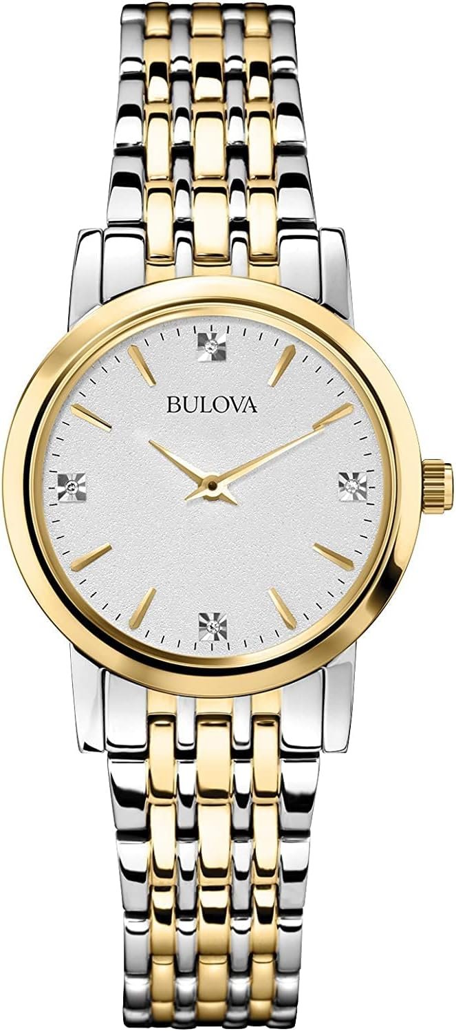 Bulova Classic Quartz Ladies Watch, Stainless Steel Diamond