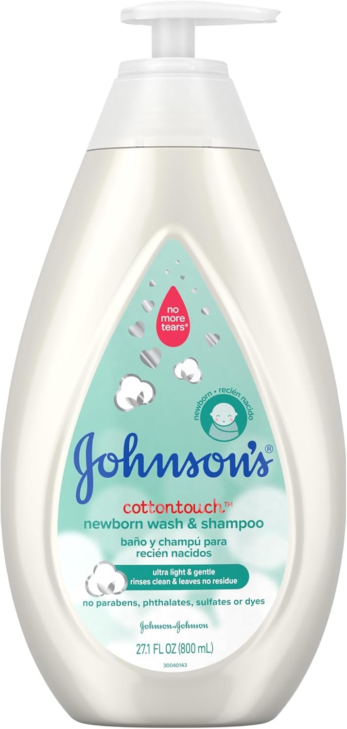 Johnson's Baby CottonTouch Newborn Baby Wash & Shampoo with No More Tears, 27.1 Fl Oz