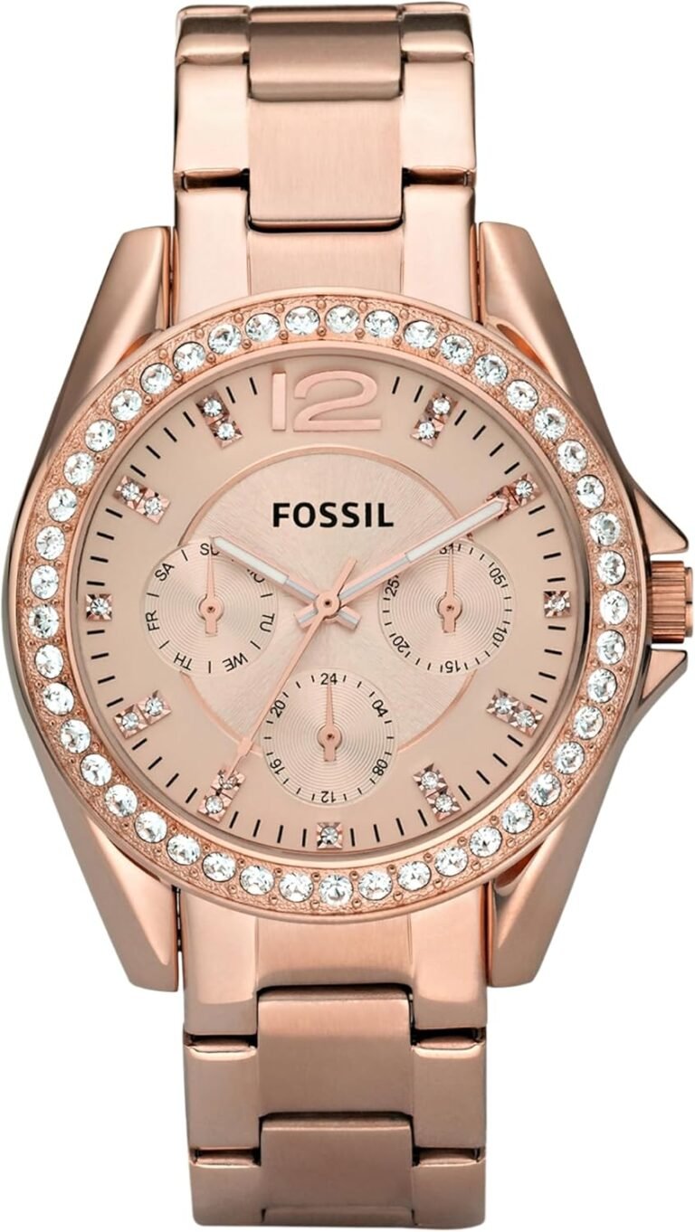 Fossil Women's Riley Quartz Stainless Steel Multifunction Watch, Color: Rose Gold Glitz (Model: ES2811)