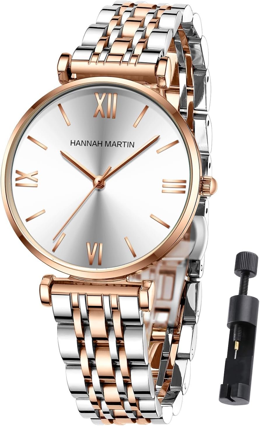 HANNAH MARTIN Watches for Women Waterproof Ladies Analog Quartz Wrist Watches Stainless Steel Band Fashion Dainty Female Watch Luxury Bracelet Diamond