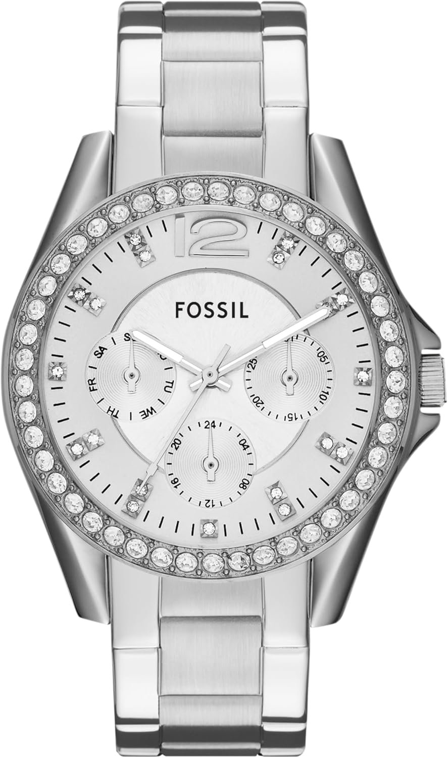 Fossil Riley Women's Watch with Crystal Accents and Stainless Steel Bracelet Band