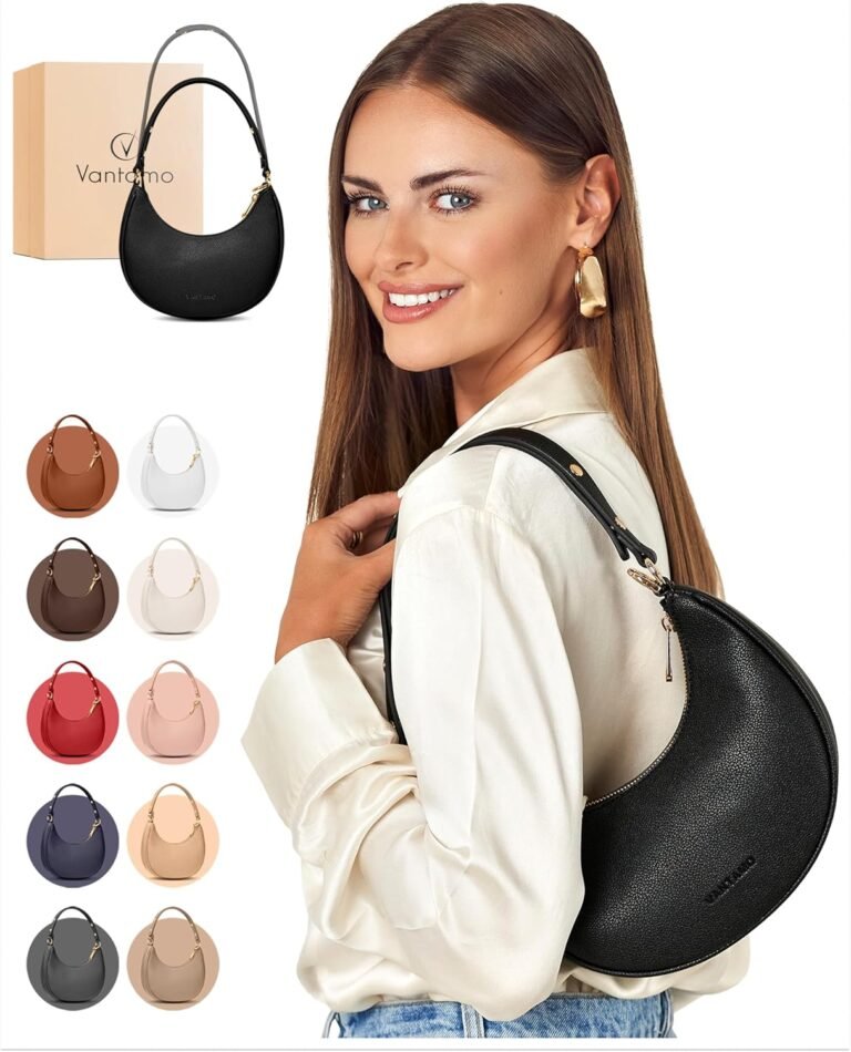 Half Moon Clutch Bag for Women - Faux Leather Crescent Bag with Anti Theft RFID Protection & Adjustable Shoulder Strap