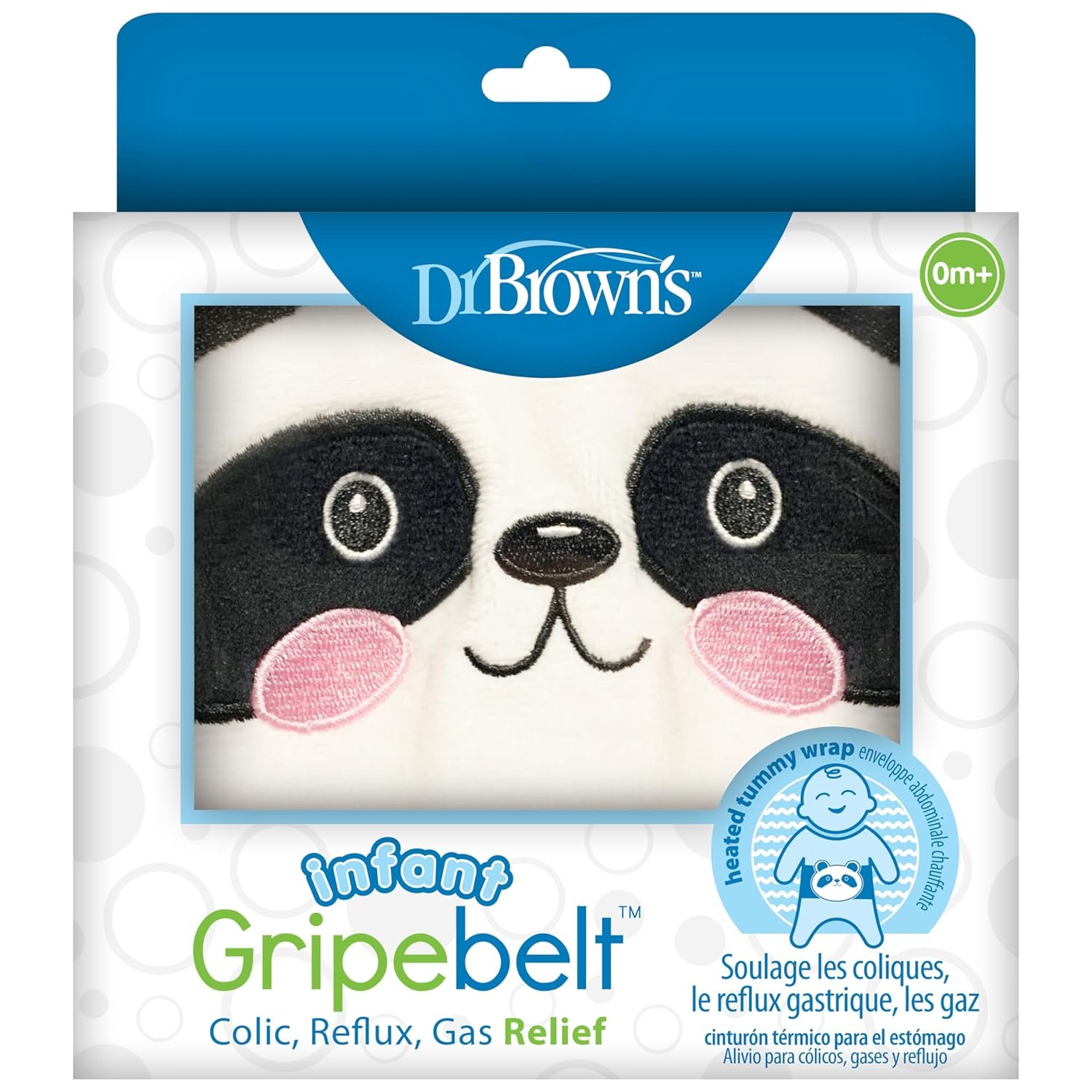 Dr. Brown's Infant Gripebelt for Colic Relief, Heated Tummy Wrap, Baby Swaddling Belt for Gas Relief, Natural Relief for Upset Stomach in Babies and Toddlers, Panda, 0-3m