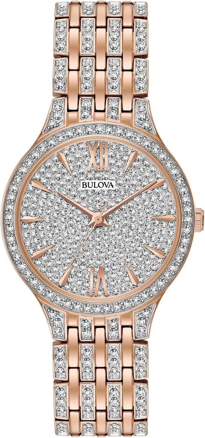 Bulova Crystal Pave 3-Hand Quartz Slim Case Watch