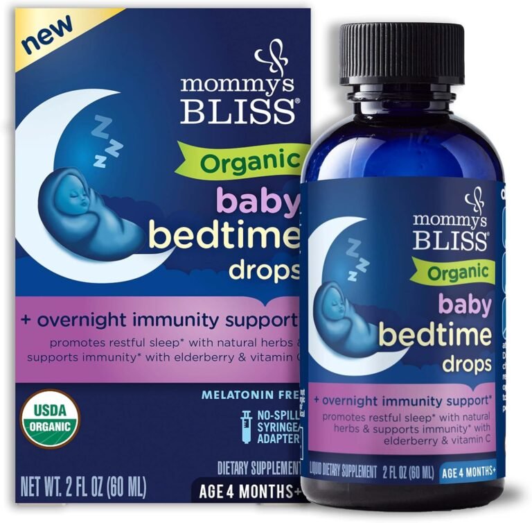 Mommy's Bliss Organic Baby Bedtime Drops + Overnight Immunity Support*, Promotes Restful Night, Melatonin Free, Age 4 Month+, 2 Fl Oz