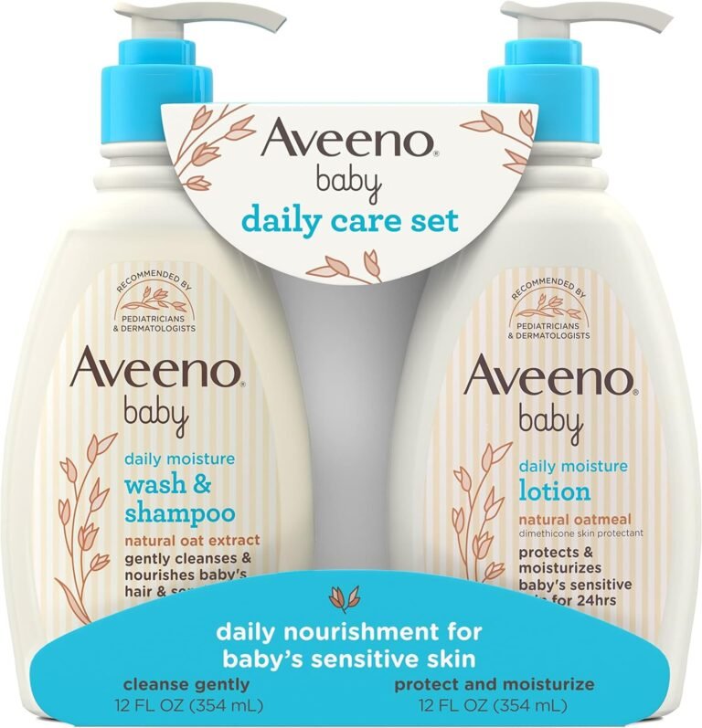 Aveeno Baby Daily Care Gift Set with Oat Extract & Prebiotic Oat, Contains Daily Moisturizing Body Lotion & Gentle 2-in-1 Baby Bath Wash & Shampoo, Hypoallergenic & Paraben-Free, Two Pack