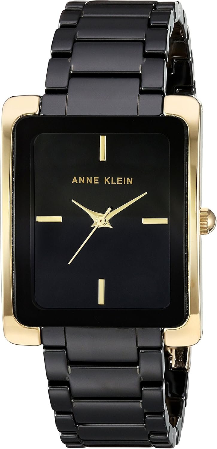 Anne Klein Women's AK/2952BKGB Gold-Tone and Black Ceramic Bracelet Watch