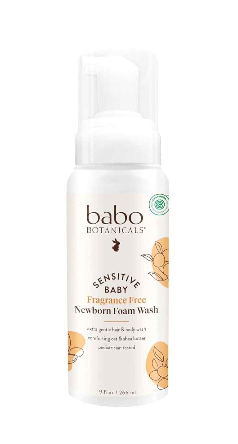 Babo Botanicals Sensitive Baby Fragrance-Free Newborn Foam Wash - Gentle Formula - Oat, Shea & Cocoa Butter - EWG Verified - Vegan - from Birth on