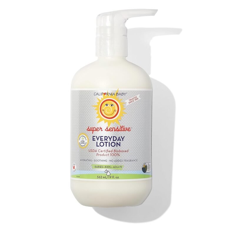 California Baby Super Sensitive Lotion | 100% Plant-Based | Unscented Lotion For Sensitive Skin | Organic Calendula + Aloe Vera | Allergy Friendly | Soothing Baby Face Cream | 562 mL / 19 oz.