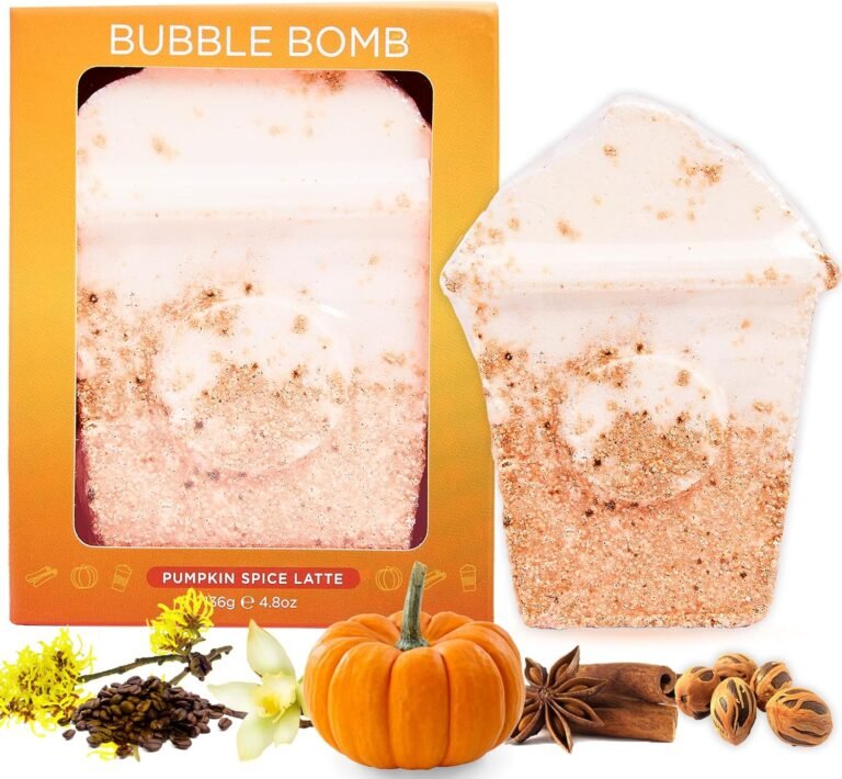 Pumpkin Spice Latte Bath Bomb for Women & Girls (5.5 Oz, Giftable Packaging) - Luxury Vanilla, Coffee, Cinnamon & Pumpkin Scented – Natural Relaxing Fall Bath Bomb for Bubble Bath