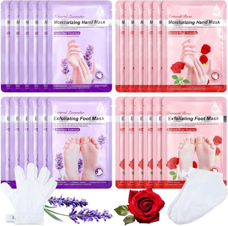 24 Pcs Hand and Foot Mask for Women Hand Foot Moisturizing Gloves Socks Beauty Kits for Women Spa Party Supplies for Girls(Rose and Lavender)