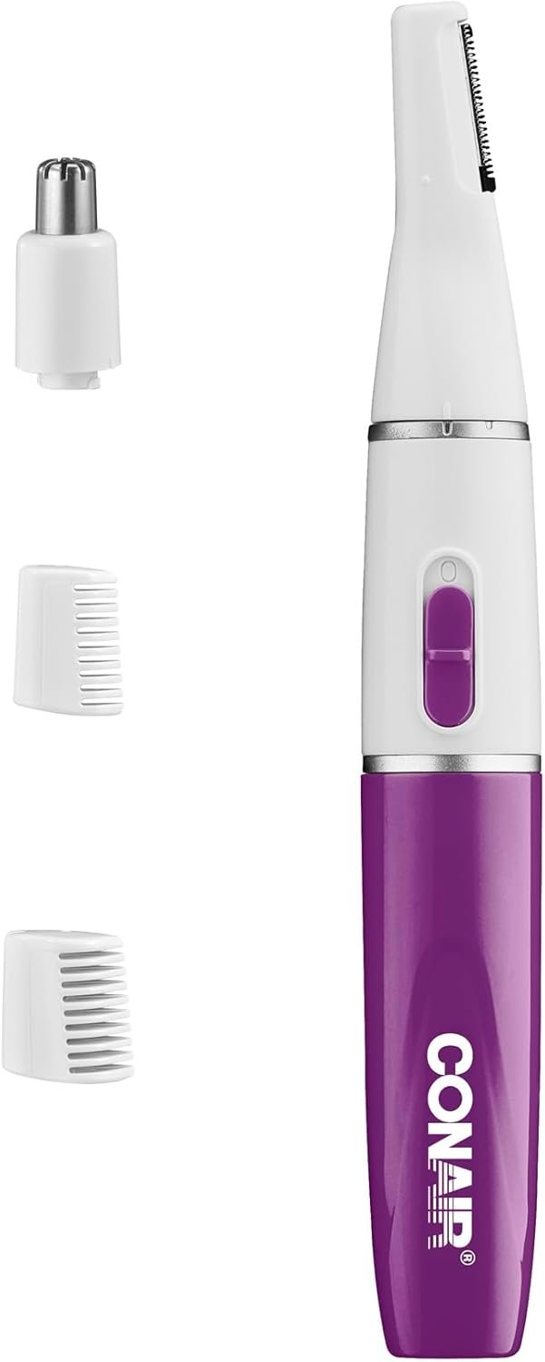 Conair All-in-1 Facial Hair Trimmer for Women, Perfect for Face, Ear/Nose and Eyebrows, Battery-Powered