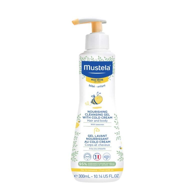 Mustela Baby Nourishing Cleansing Gel – Hair & Body Wash for Dry Skin - with Natural Avocado, Cold Cream & Beeswax - 10.14 fl. oz.