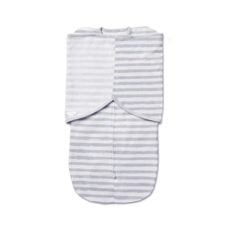 BreathableBaby Adjustable 3-in-1 Soft Premium Cotton Newborn Swaddle Trio Blanket & Wrap, (Infants 0-4 months) – Gray Watercolor Stripe, Arms Up, Arms Down, Arms Out, 61233-A