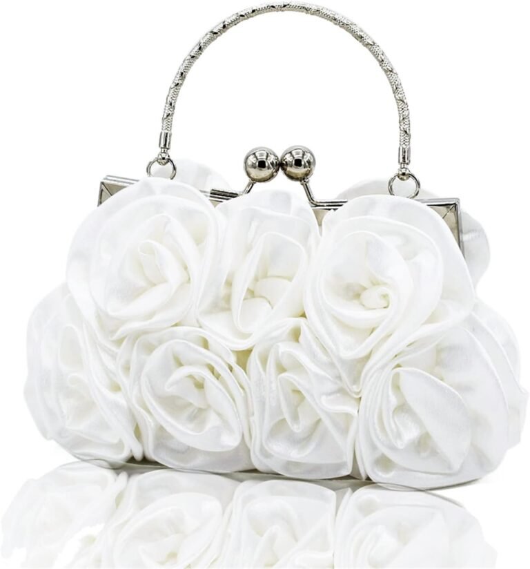 Women Evening Clutch Bag Floral Satin Small Purses with Detachable Strap for Wedding, Party, Prom