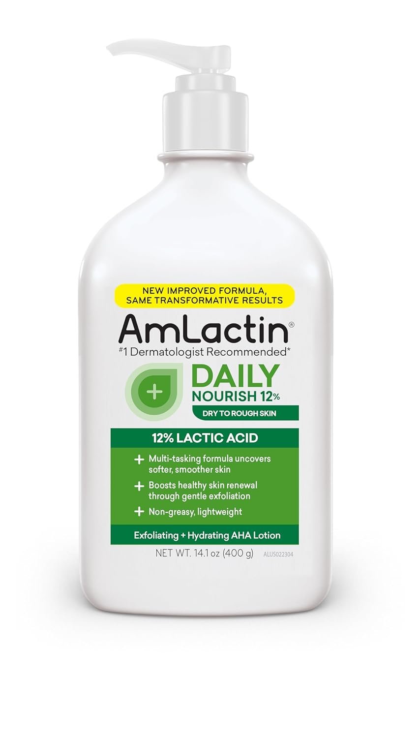 AmLactin Daily Nourish 12% - 14.1 oz Body Lotion with 12% Lactic Acid - Exfoliator and Moisturizer for Dry Skin (Packaging May Vary)​