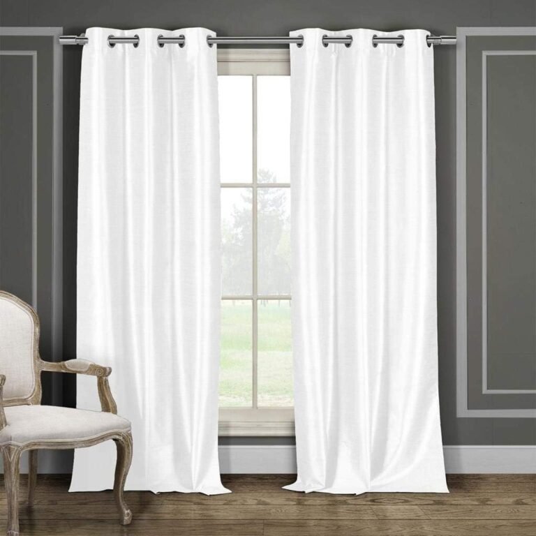 Duck River Textiles - Home Fashion Solid Faux Silk Grommet Top Window Curtains for Living Room & Bedroom - Assorted Colors - Set of 2 Panels (38 X 84 Inch - White)