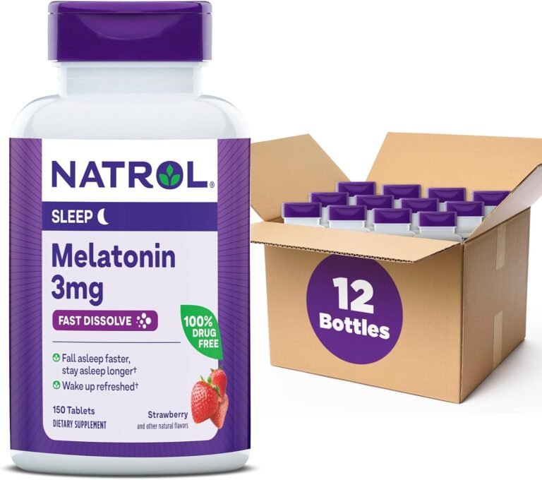 Natrol Melatonin 3mg, Strawberry-Flavored Dietary Supplement for Restful Sleep, 150 Fast-Dissolve Tablets, 150 Day Supply (Pack of 12)