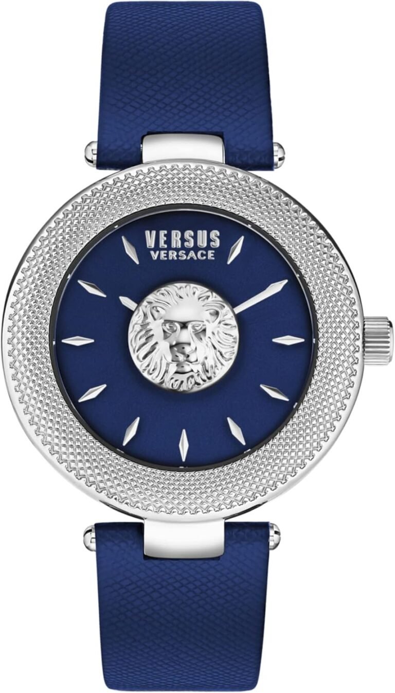 Versus Versace Brick Lane Lion Collection Womens Fashion Watch Featuring Genuine Leather Adjustable Strap and Sunray Dial