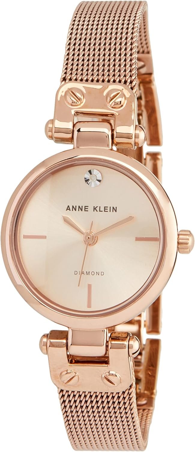 Anne Klein Women's Diamond-Accented Mesh Bracelet Watch