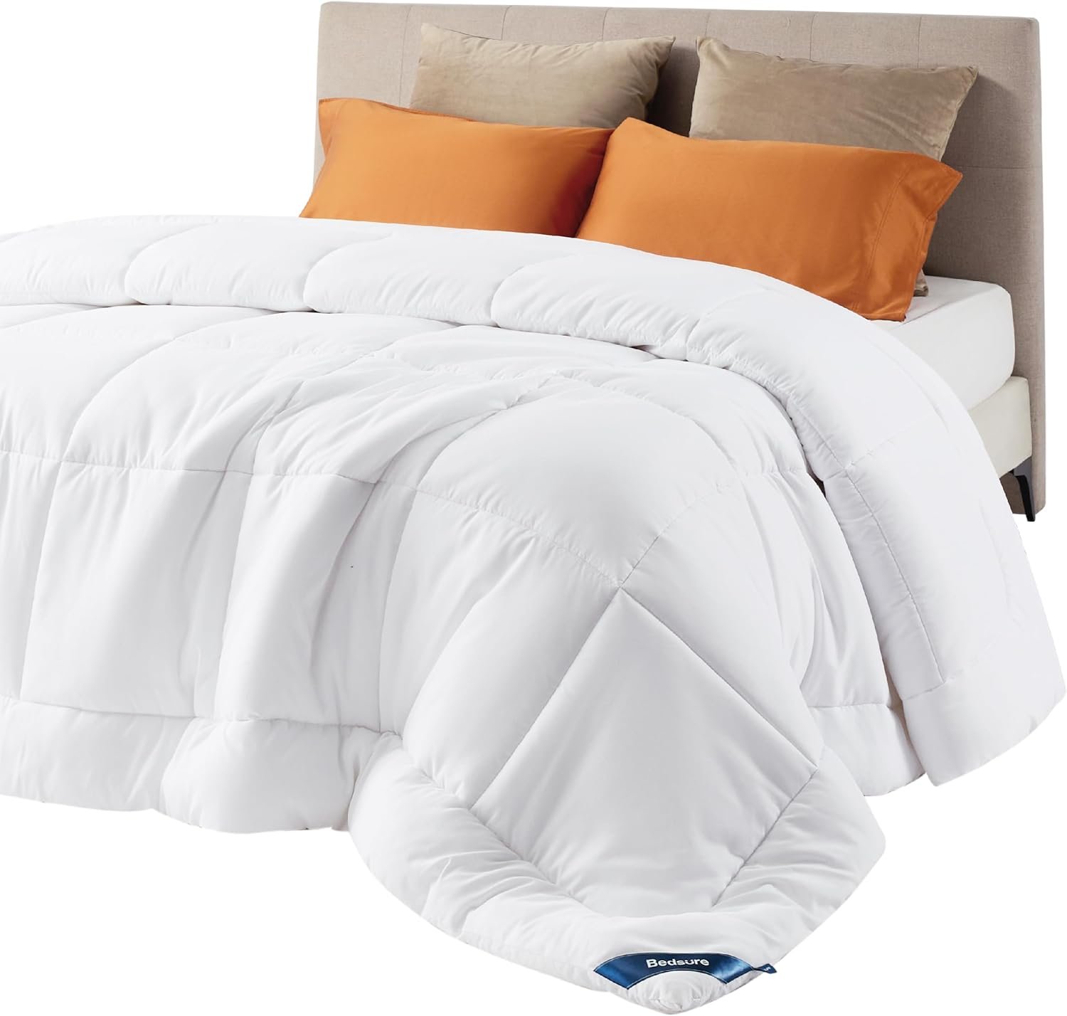 Bedsure Comforter Duvet Insert - Quilted Comforters Queen Size, All Season Duvet, Down Alternative Bedding Comforter with Tabs(White,Queen 88"x88")