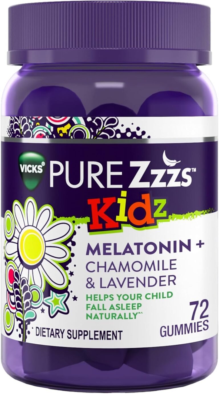 VICKS PURE Zzzs Kidz, Melatonin Sleep Aid Gummies for Kids and Children, Helps Your Child Fall Asleep Naturally, Low Dose Melatonin, 72 Gummies