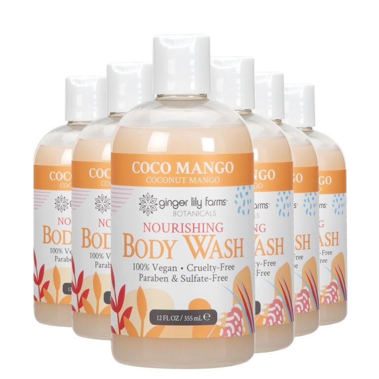 Ginger Lily Farms Botanicals Nourishing Body Wash, Coco Mango, 100% Vegan & Cruelty-Free, Coconut Mango Scent, 12 Fl Oz (Pack of 6)