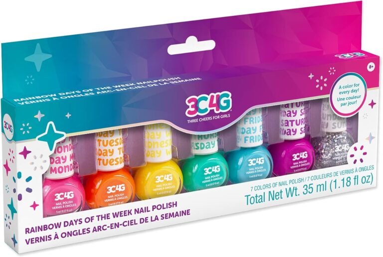 Bright Nail Polish Set for Girls & Teens - 7 Vibrant, Non-Toxic, Kid-Safe Colors for Every Day of the Week - Ideal Gift for Ages 8+ - Perfect for Parties & Play - Fun DIY Manicure Kit by Make It Real