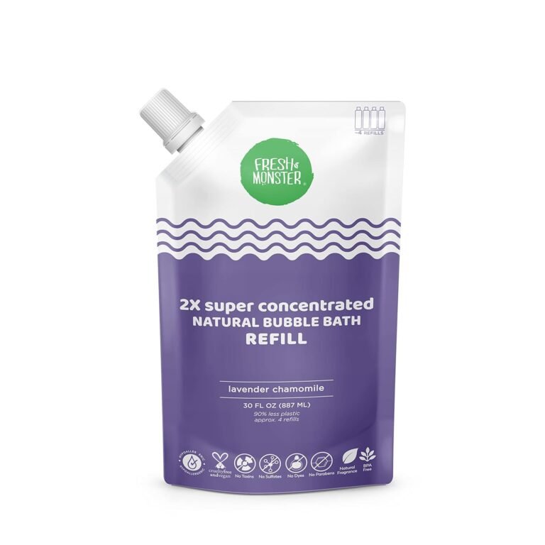 Fresh Monster Kids Bubble Bath, 2X Super Concentrated Bubble Bath for Kids, Hypoallergenic, Calming Lavender (30oz Refill Pouch)