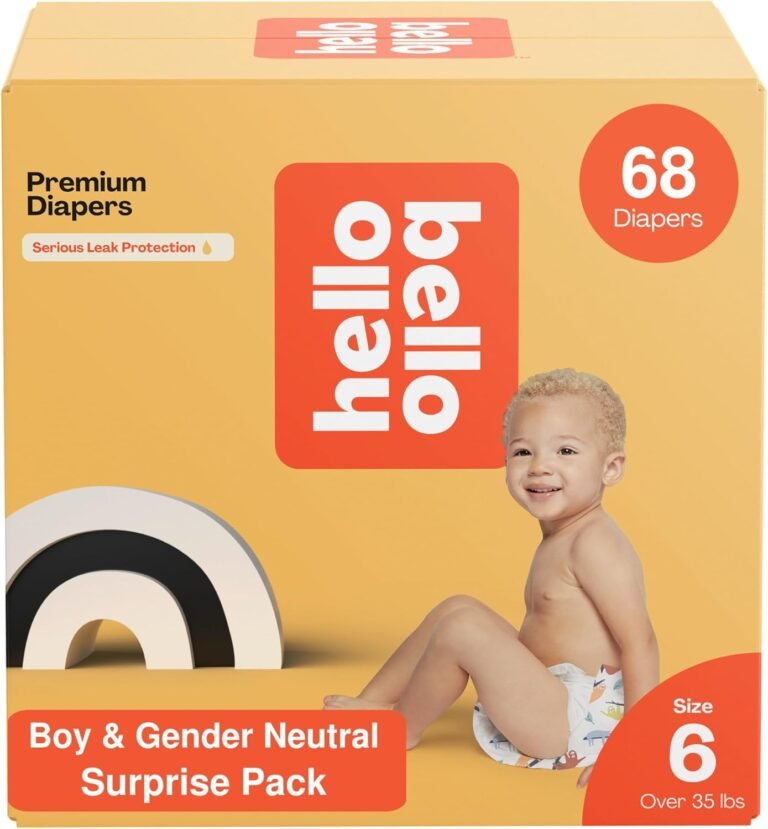 Hello Bello Premium Baby Diapers Size 6 I 68 Count of Disposable, Extra-Absorbent, Hypoallergenic, and Eco-Friendly Baby Diapers with Snug and Comfort Fit I Surprise Boy Patterns (Pack of 2)