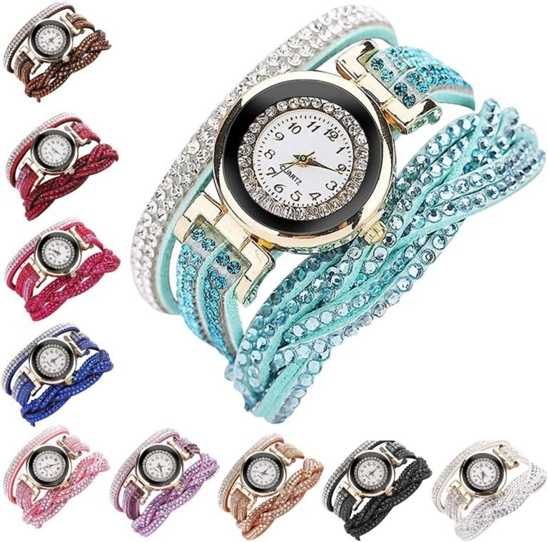 CdyBox Fashion Rhinestone Watch Twine Bracelet Women Luxury Quartz Wrist Watches Ladies Dress Watches(10 Pack)