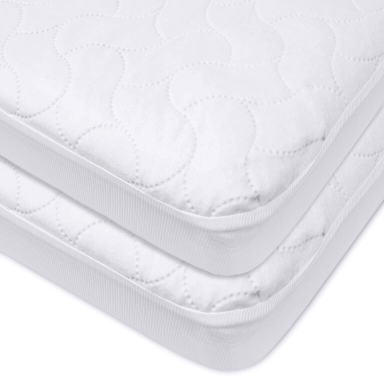 American Baby Company 2 Pack Waterproof Fitted Crib and Toddler Mattress Protector, Quilted and Noiseless Crib & Toddler Mattress Pad Cover, White, 52"x28"x9"