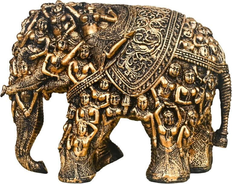 Resin Green Elephant Figurine - Intricately Carved Decorative Accent for Home Décor, Perfect for Gifts, Nurseries, and Animal Lovers (Copper)