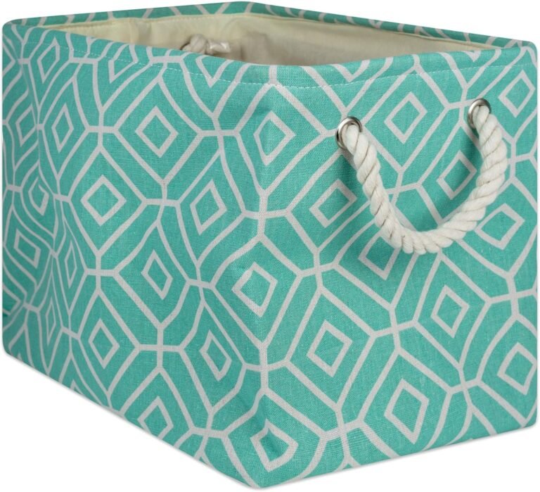 DII Collapsible Polyester Storage Bin, Stained Glass, Aqua, Large Rectangle